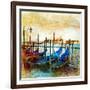 Mystery Of Venice - Artwork In Painting Style-Maugli-l-Framed Premium Giclee Print