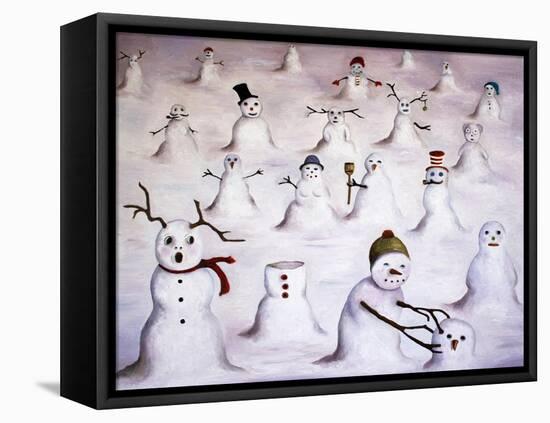 Mystery Revealed at Snowman Hill-Leah Saulnier-Framed Stretched Canvas