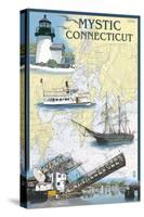 Mystic, Connecticut - Nautical Chart-Lantern Press-Stretched Canvas