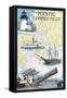 Mystic, Connecticut - Nautical Chart-Lantern Press-Framed Stretched Canvas