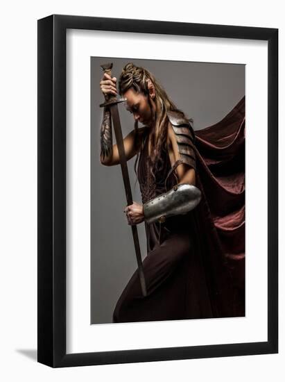 Mystic Elf Woman With Sword-null-Framed Art Print