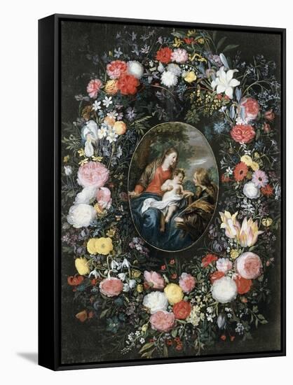 Mystic Marriage of Saint Catherine-Jan Brueghel the Elder-Framed Stretched Canvas