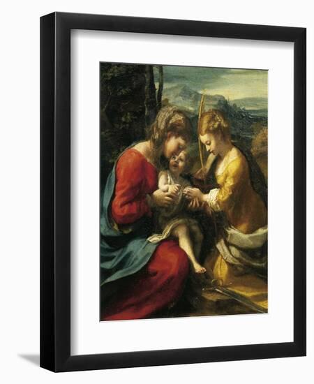 Mystic Marriage of St Catherine of Alexandria-Antonio Allegri Da Correggio-Framed Giclee Print