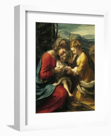 Mystic Marriage of St Catherine of Alexandria-Antonio Allegri Da Correggio-Framed Giclee Print