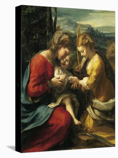 Mystic Marriage of St Catherine of Alexandria-Antonio Allegri Da Correggio-Stretched Canvas