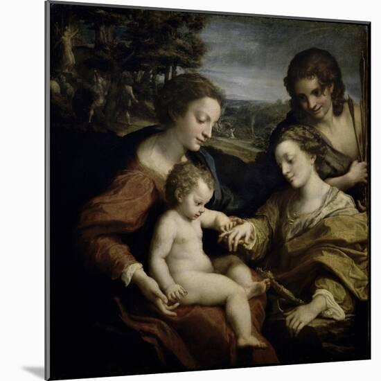 Mystic Marriage of St. Catherine with St. Sebastian-Correggio-Mounted Giclee Print