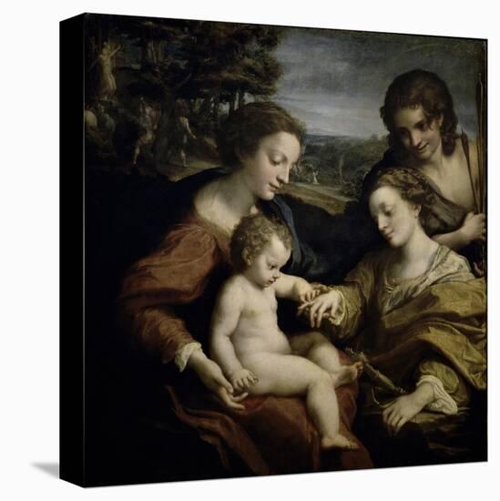 Mystic Marriage of St. Catherine with St. Sebastian-Correggio-Stretched Canvas