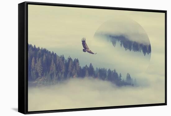 Mystical Autumn Forest on the Mountain Slope - Geometric Reflections Effect-Volodymyr Burdiak-Framed Stretched Canvas