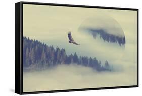 Mystical Autumn Forest on the Mountain Slope - Geometric Reflections Effect-Volodymyr Burdiak-Framed Stretched Canvas