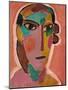 Mystical Head: Woman's Head on a Red Background, C. 1917 (Oil and Pencil on Board)-Alexej Von Jawlensky-Mounted Giclee Print