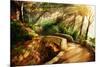 Mystical Park. Old Trees and Ancient Stone Bridge. Pathway. Misty Forest. Fantasy Landscape-Subbotina Anna-Mounted Photographic Print