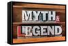 Myth and Legend Words Made from Metallic Letterpress Type on Wooden Tray-Yury Zap-Framed Stretched Canvas