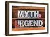 Myth and Legend Words Made from Metallic Letterpress Type on Wooden Tray-Yury Zap-Framed Photographic Print