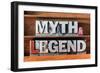 Myth and Legend Words Made from Metallic Letterpress Type on Wooden Tray-Yury Zap-Framed Photographic Print