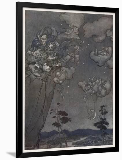 Myth, Old Squaw, Moon, Star-Arthur Rackham-Framed Art Print