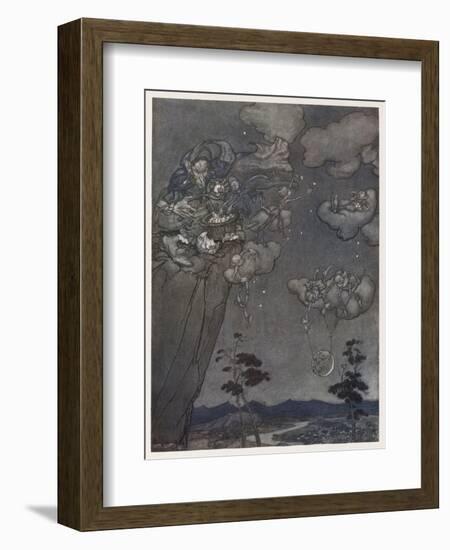 Myth, Old Squaw, Moon, Star-Arthur Rackham-Framed Art Print