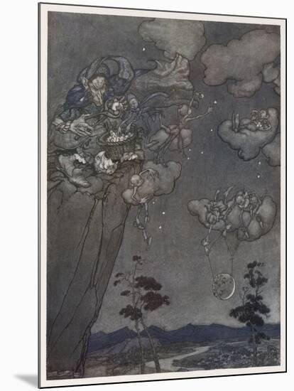 Myth, Old Squaw, Moon, Star-Arthur Rackham-Mounted Art Print