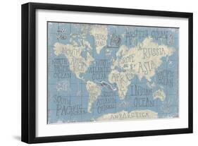 Mythical Map I Blue-Mary Urban-Framed Art Print