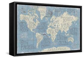 Mythical Map I Blue-Mary Urban-Framed Stretched Canvas