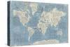 Mythical Map I Blue-Mary Urban-Stretched Canvas