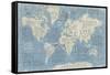 Mythical Map I Blue-Mary Urban-Framed Stretched Canvas