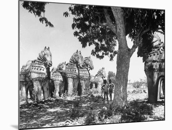Mythological Statuary Lining the Roads of Countryside Near Sri Ramana Maharshi's Ashram-Eliot Elisofon-Mounted Photographic Print