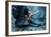 Mythology Being, Mermaid In Underwater Scene, Photo Compilation-coka-Framed Art Print