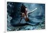 Mythology Being, Mermaid In Underwater Scene, Photo Compilation-coka-Framed Art Print