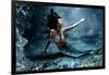 Mythology Being, Mermaid In Underwater Scene, Photo Compilation-coka-Framed Art Print