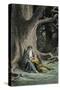 Myths and Legends: Characters of King Arthur's Legend. Merlin the Enchanting and the Fee Viviane (O-null-Stretched Canvas