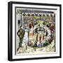 Myths and Legends: King Arthur's round Table. Colour Engraving after a 14Th Century Miniature.-null-Framed Giclee Print