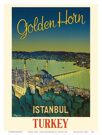 Istanbul Turkey by Clipper Vintage Travel Art Advertisement Poster 