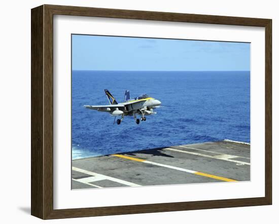 n F/A-18C Hornet Lands Aboard the Aircraft Carrier USS Ronald Reagan-Stocktrek Images-Framed Premium Photographic Print
