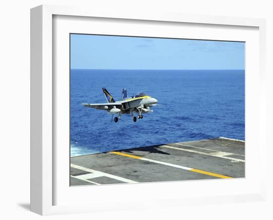 n F/A-18C Hornet Lands Aboard the Aircraft Carrier USS Ronald Reagan-Stocktrek Images-Framed Premium Photographic Print