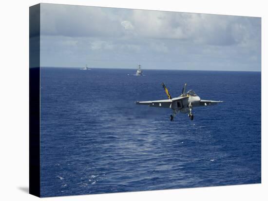 N F-A-18E Super Hornet Prepares to Make an Arrested Landing-null-Stretched Canvas