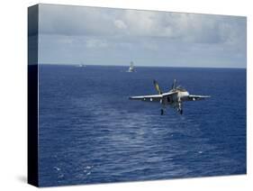 N F-A-18E Super Hornet Prepares to Make an Arrested Landing-null-Stretched Canvas