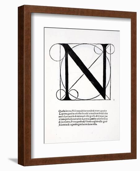 N, Illustration from 'Divina Proportione' by Luca Pacioli (C.1445-1517), Originally Pub. Venice,…-Leonardo da Vinci-Framed Giclee Print