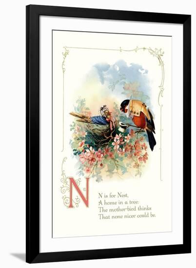 N is for Nest-null-Framed Art Print