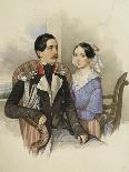 Portrait of Count Jakov Karlovich Sievers (1818-186) and Countess Vera Mikhaylovna 1818-1865-N.M. Alexeyev-Giclee Print
