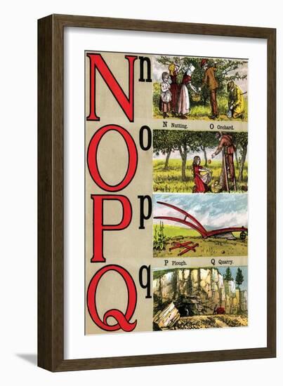 N, O, P, Q Illustrated Letters-Edmund Evans-Framed Art Print