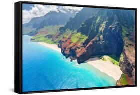 Na Pali Coast on Kauai Island-SergiyN-Framed Stretched Canvas