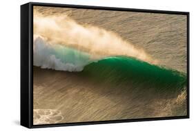 Na Pali Emerald-Breaking wave off the Na Pali coast, Kauai, Hawaii-Mark A Johnson-Framed Stretched Canvas