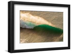 Na Pali Emerald-Breaking wave off the Na Pali coast, Kauai, Hawaii-Mark A Johnson-Framed Photographic Print