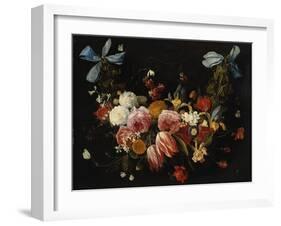 /Na Swag of Roses, Tulips, Dahlias and Other Flowers-George Wesley Bellows-Framed Giclee Print