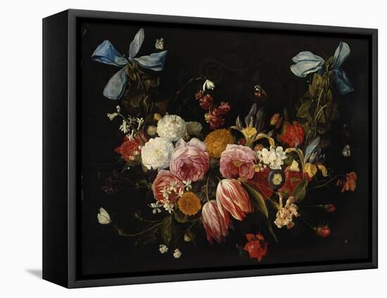 /Na Swag of Roses, Tulips, Dahlias and Other Flowers-George Wesley Bellows-Framed Stretched Canvas