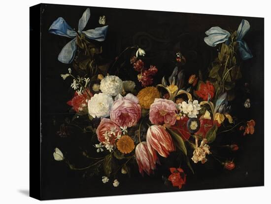 /Na Swag of Roses, Tulips, Dahlias and Other Flowers-George Wesley Bellows-Stretched Canvas