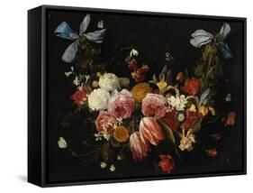 /Na Swag of Roses, Tulips, Dahlias and Other Flowers-George Wesley Bellows-Framed Stretched Canvas