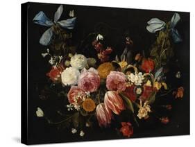 /Na Swag of Roses, Tulips, Dahlias and Other Flowers-George Wesley Bellows-Stretched Canvas