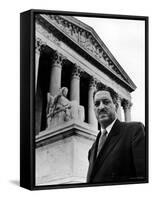 NAACP Chief Counsel Thurgood Marshall in Serious Portrait Outside Supreme Court Building-Hank Walker-Framed Stretched Canvas