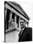 NAACP Chief Counsel Thurgood Marshall in Serious Portrait Outside Supreme Court Building-Hank Walker-Stretched Canvas